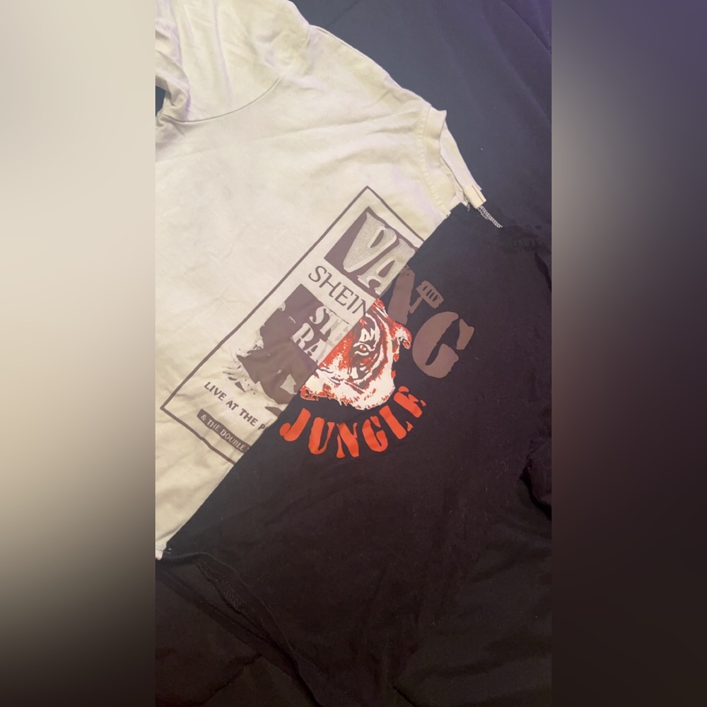 White and Black Half and Half Graphic Tee for Girls 10